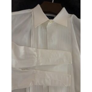 Kenneth Gordon XL 17.5 34 Dress Shirt Pleated Tuxedo Classic Cotton Made In USA
